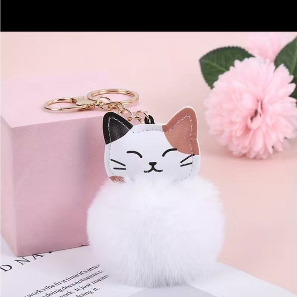 Accessories - Calico cat Pom Pom keychain or bag charm